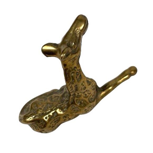 Vintage Solid Brass Mother and Baby Giraffe Figurines Mid-Century Mod, Lot of 2 - Picture 8 of 11
